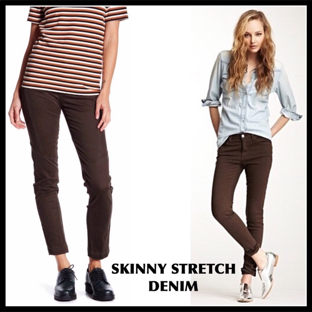STRETCH SKINNY PANTS UNIONBAY SUPPLIES BROWN STRETCH JEANS TWILL DENIM PANTS A3C